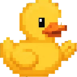 Pixel art: a rubber duck waving